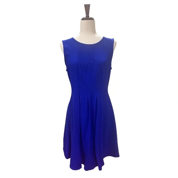 Monteau Dresses | Monteau Royal Blue Fit & Flare Pleated Dress Size L | Color: Blue | Size: L | Relovely6138's Closet